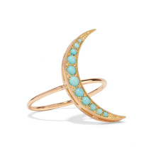 Dainty crescent moon jewelry gold statement turquoise ring silver 925